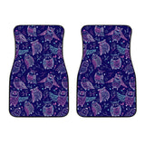 Cute Owls Pattern Boho Style Ornament Front Car Mats