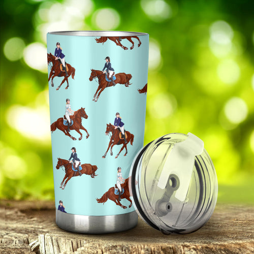 Horses Running Horses Rider Pattern Tumbler