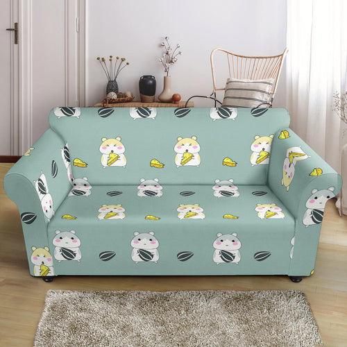 Cute Hamster Cheese Pattern Loveseat Couch Slipcover