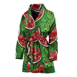 Watermelons Tropical Palm Leaves Pattern Background Women'S Bathrobe