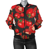 Tomato Black Background Women'S Bomber Jacket