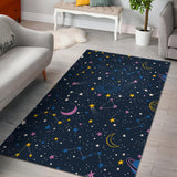 Space Pattern With Planets, Comets, Constellations And Stars Area Rug