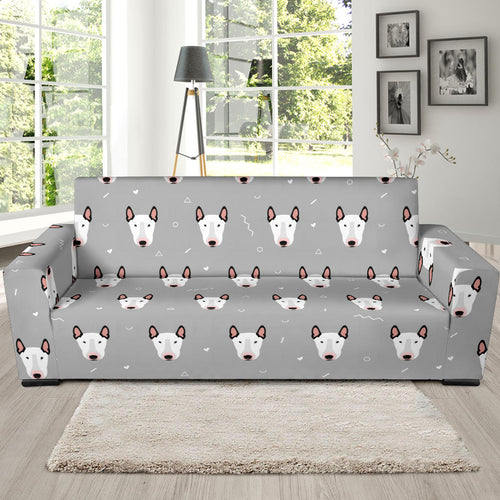 Bull Terrier Pattern Print Design 05 Sofa Slipcover