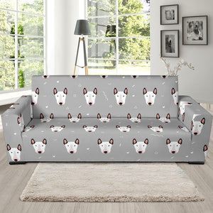 Bull Terrier Pattern Print Design 05 Sofa Slipcover