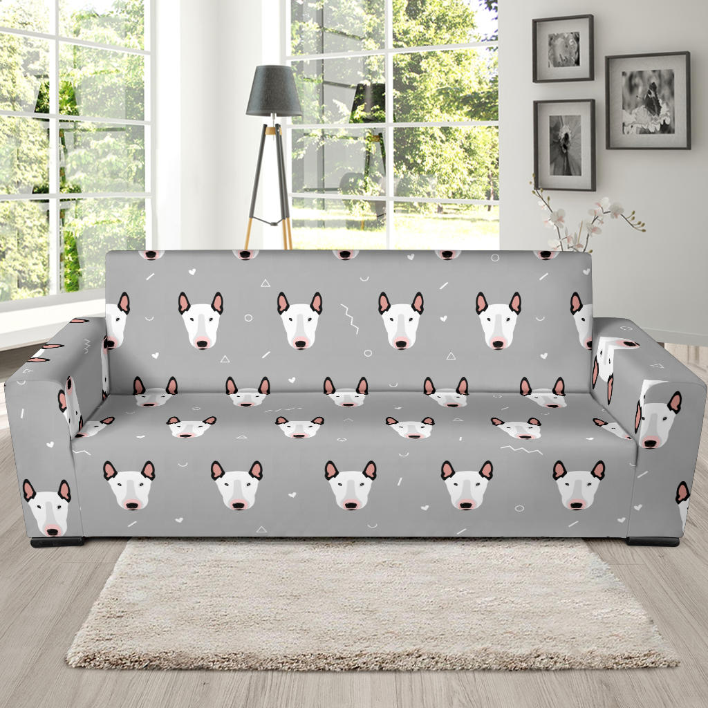 Bull Terrier Pattern Print Design 05 Sofa Slipcover