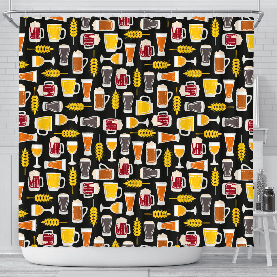 Beer Type Pattern Shower Curtain Fulfilled In US
