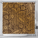 Cocoa Beans Tribal Polynesian Pattern Background Shower Curtain Fulfilled In US