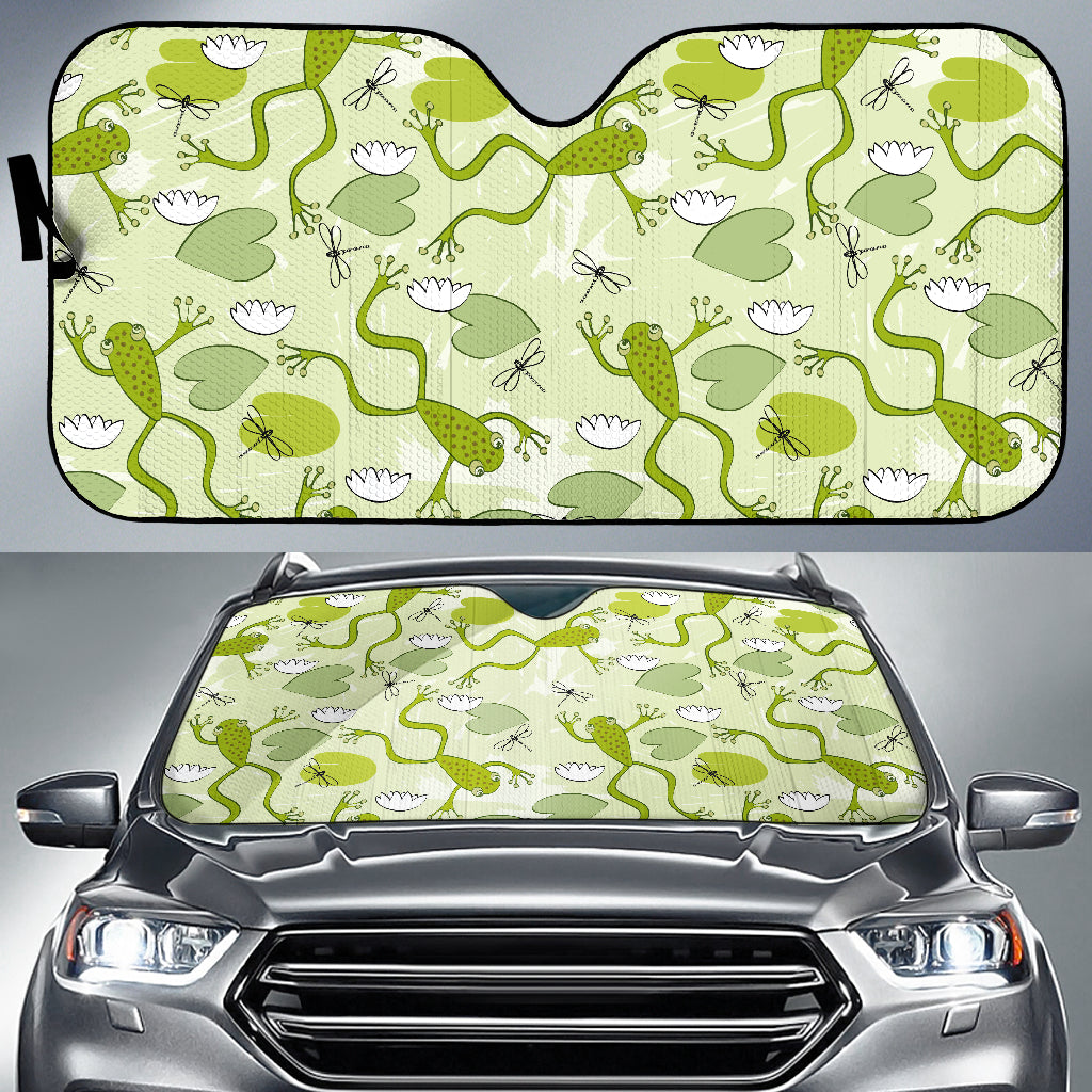 Cute Frog Dragonfly Pattern Car Sun Shade