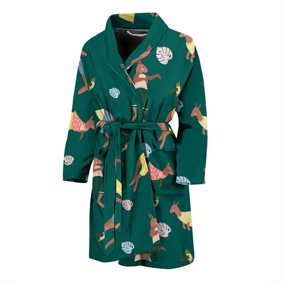 Kangaroo Leaves Pattern Men'S Bathrobe