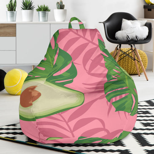 Avocado Slices Leaves Pink Back Ground Bean Bag Cover