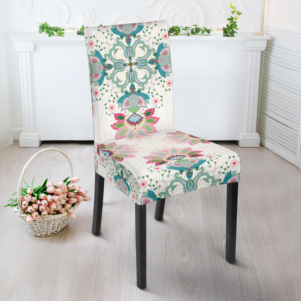 Square Floral Indian Flower Pattern Dining Chair Slipcover