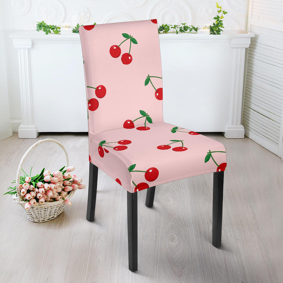 Cherry Pattern Pink Background Dining Chair Slipcover
