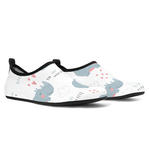 Cute Rhino Heart Pattern Aqua Shoes