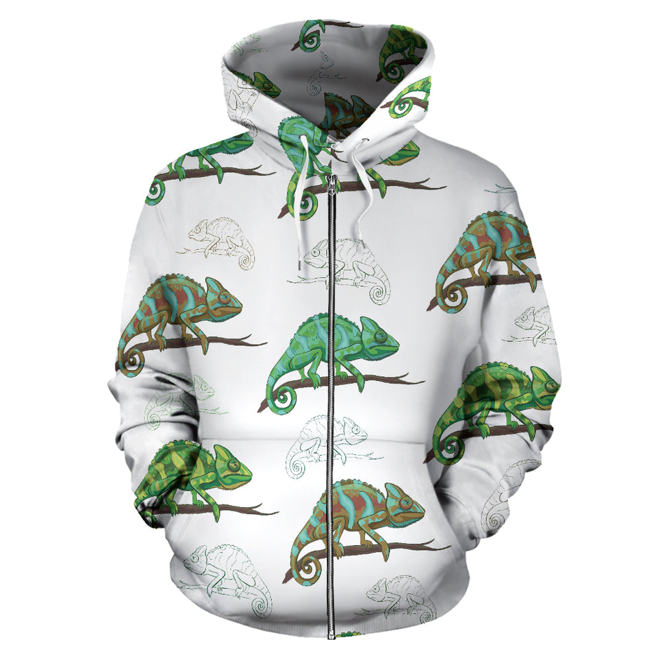 Chameleon Lizard Pattern Zip Up Hoodie