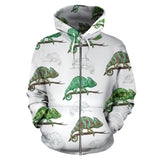 Chameleon Lizard Pattern Zip Up Hoodie
