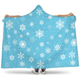 Snowflake Pattern Blue Background Hooded Blanket