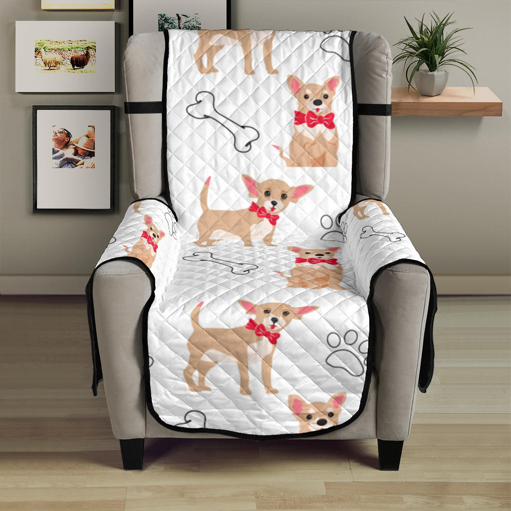 Chihuahua bone paw pattern Chair Cover Protector
