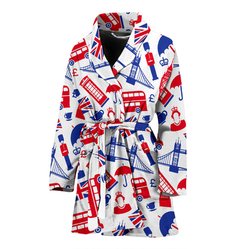 British Pattern Print Design 01 Women's Bathrobe