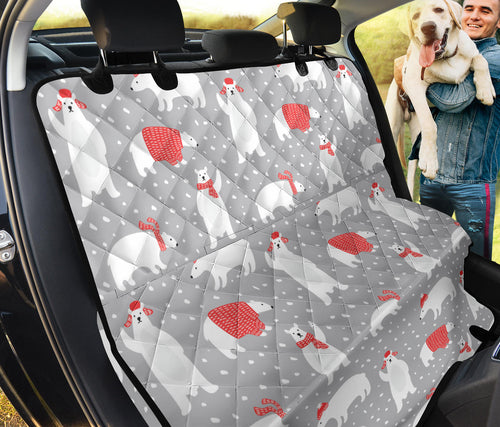 Cute Polar Bear Christmas Snow Pattern Dog Car Seat Covers