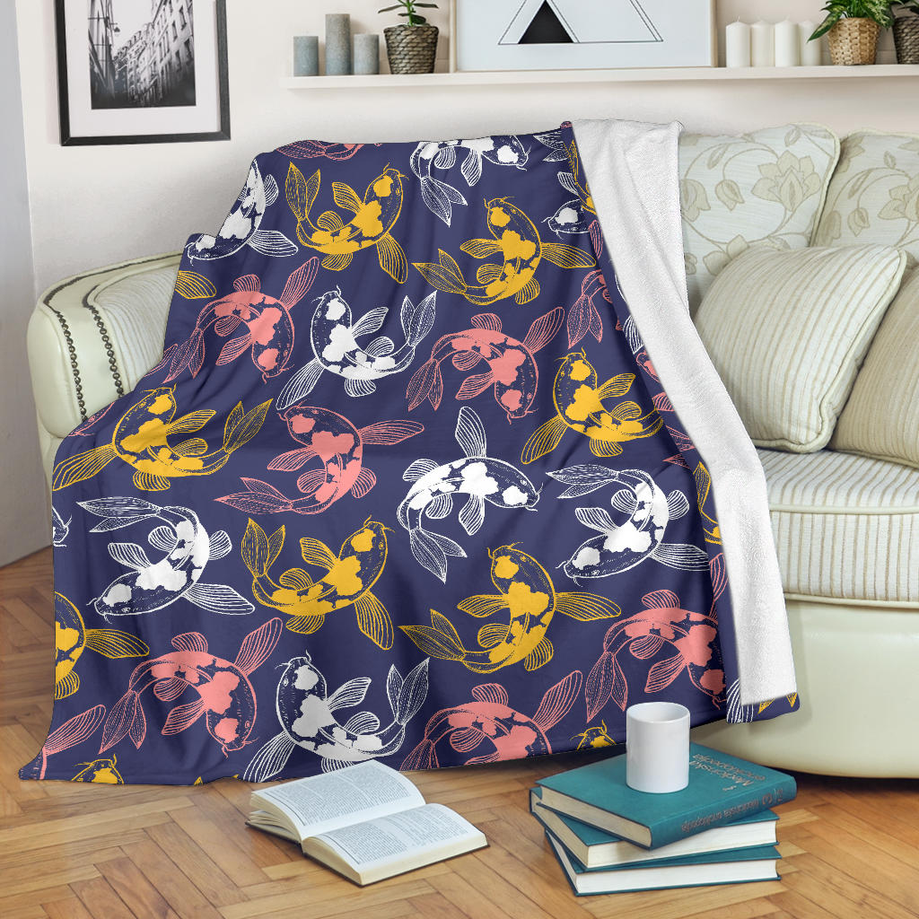 Koi Fish Carp Fish Pattern Premium Blanket