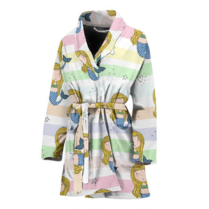 Cute Hand Drawn Mermaid Women'S Bathrobe