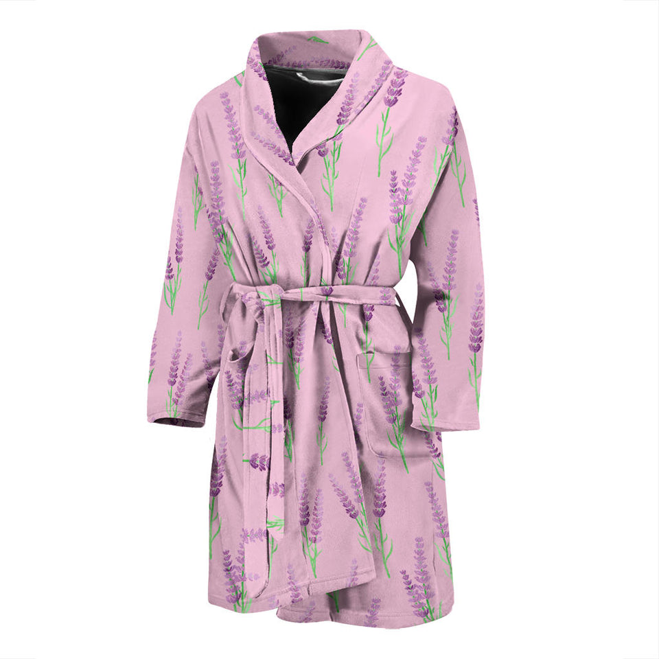 Lavender Pattern Pink Background Men'S Bathrobe