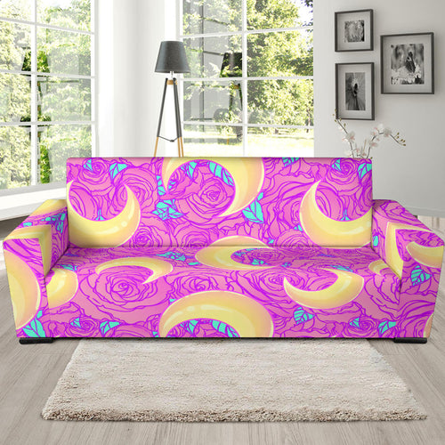 Moon Pink Rose Background Sofa Slipcover