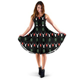 Deer Christmas New Year Pattern Argyle Sleeveless Midi Dress