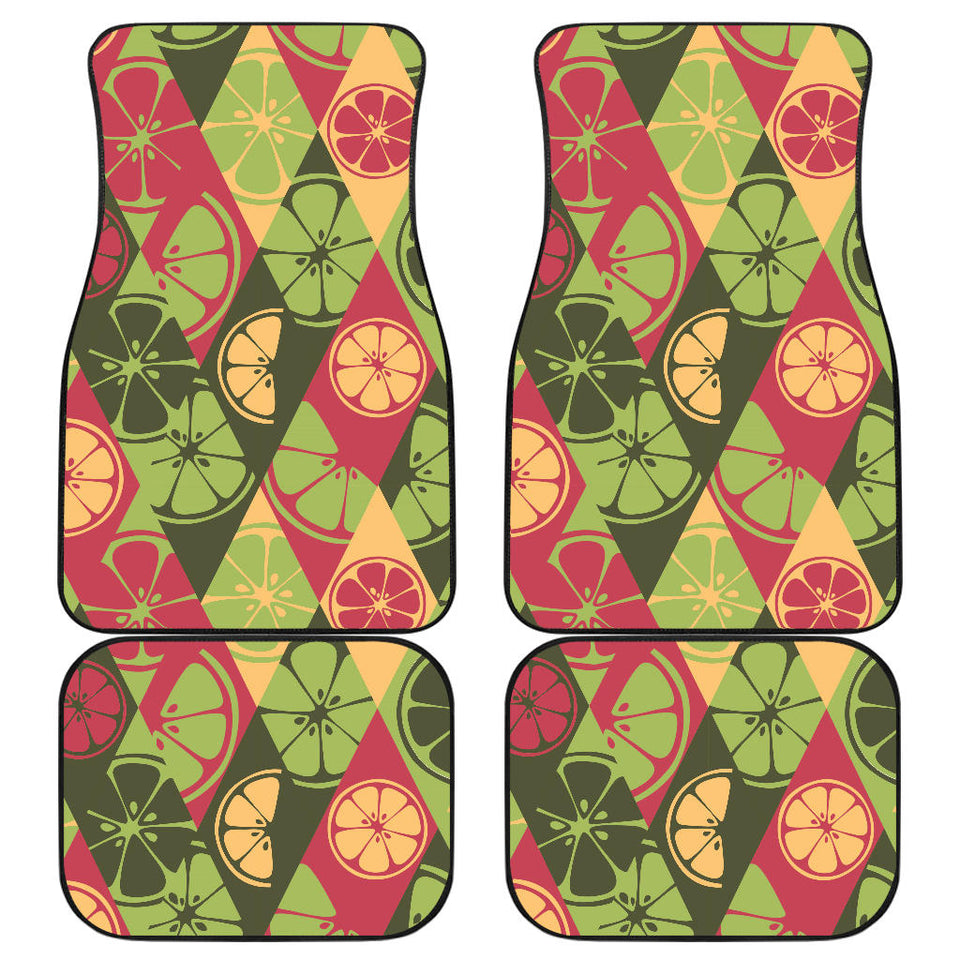 Cool Geometric Lime Pattern Front And Back Car Mats