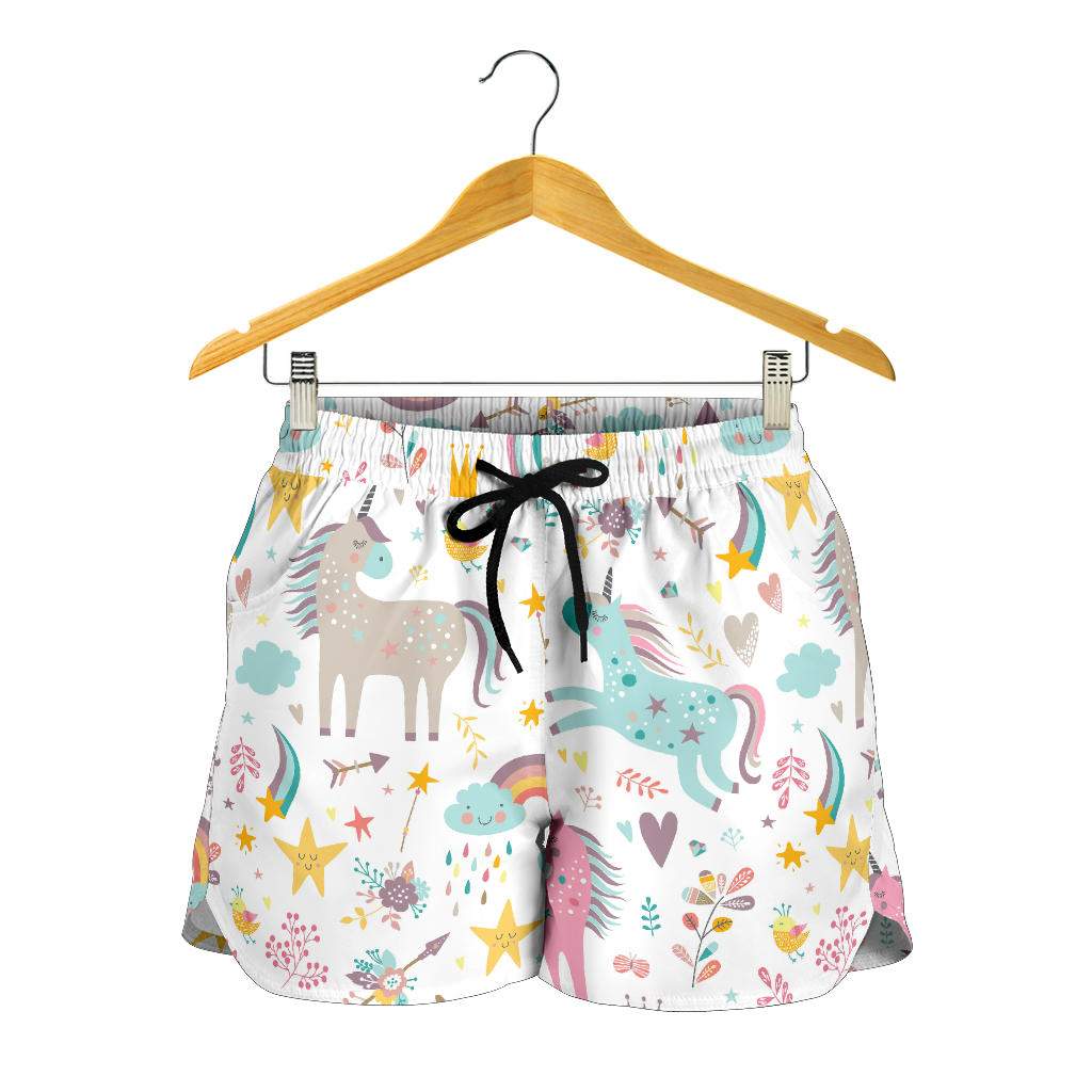 Colorful Unicorn Pattern Women Shorts