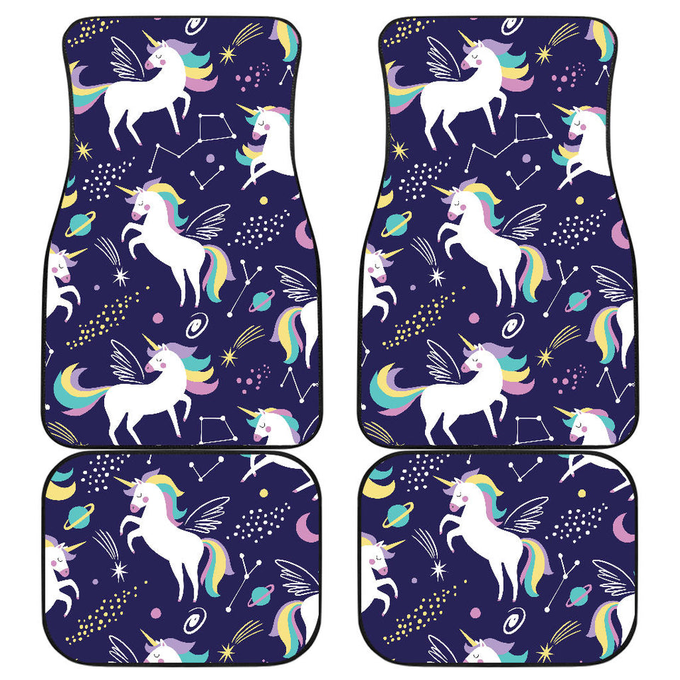 Hand Drawn Cute Unicorn Star Planet Front And Back Car Mats