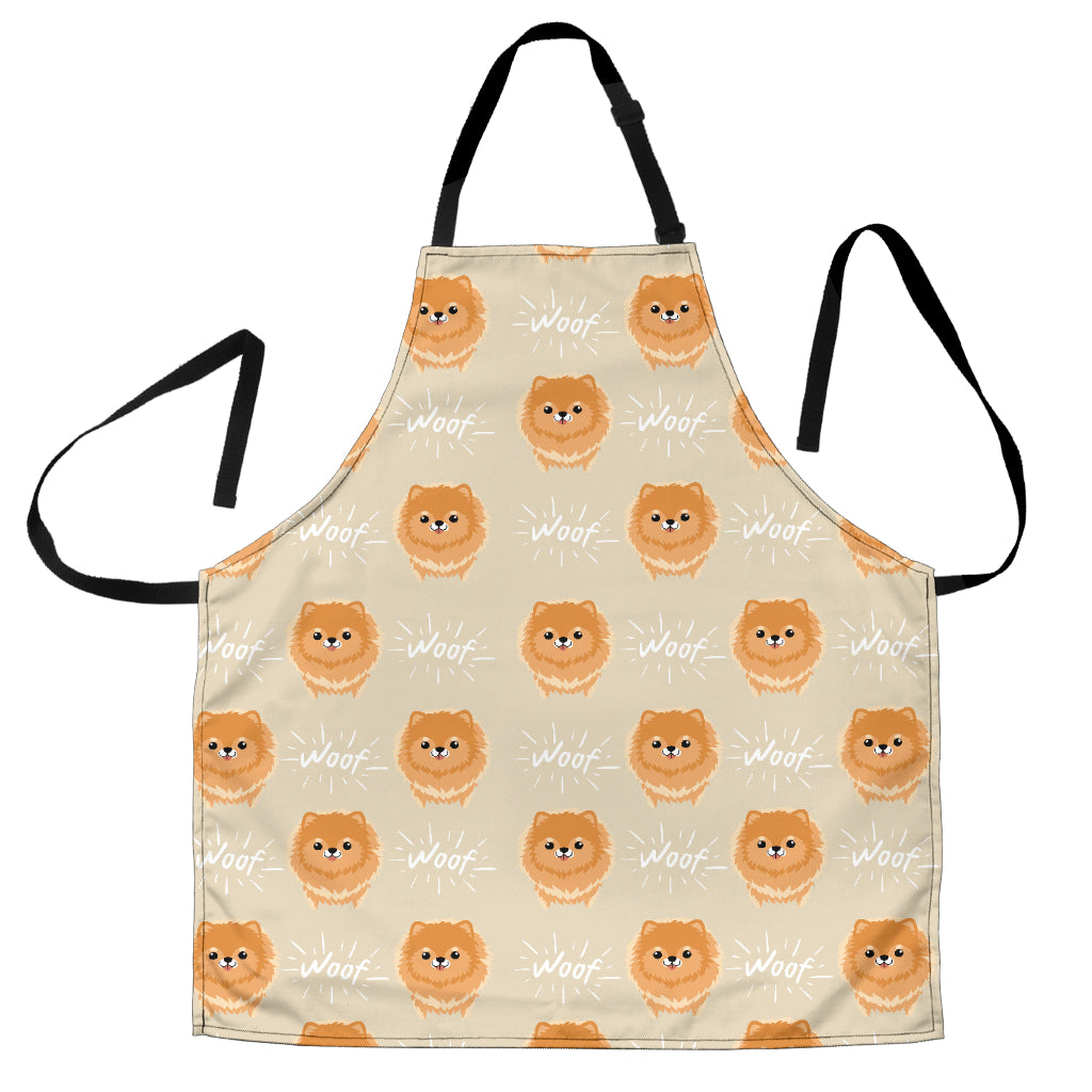 Cute Brown Pomeranian Puppy On Blue Adjustable Apron