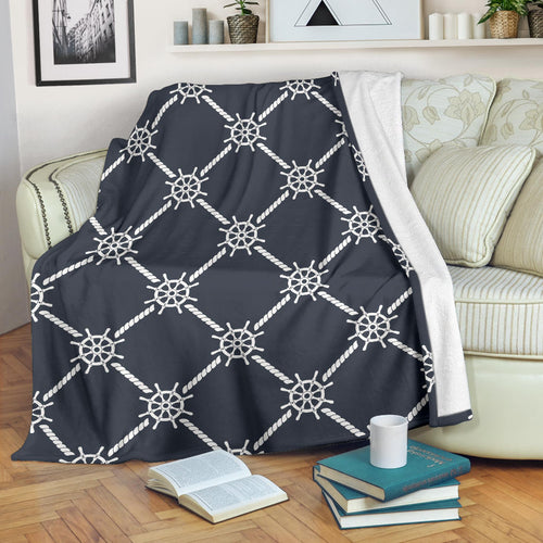 Nautical Steering Wheel Rope Pattern Premium Blanket