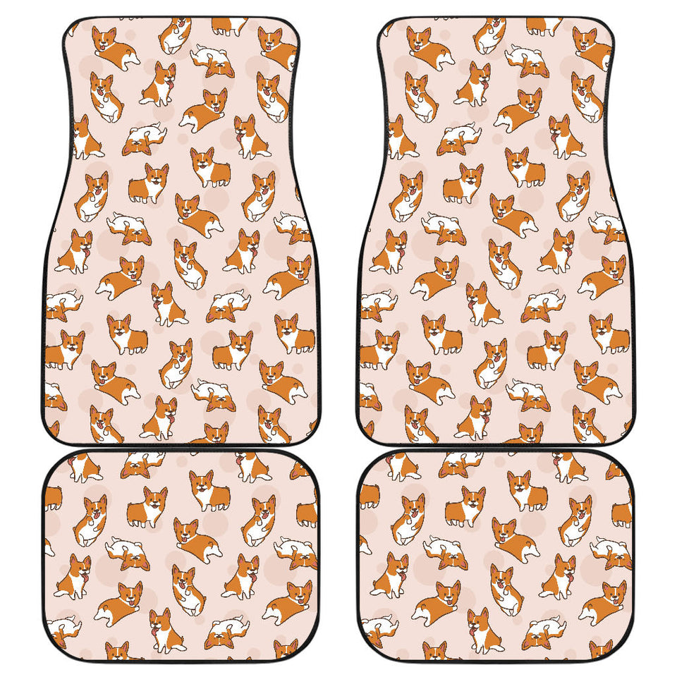 Cute Corgis Pattern Pink Background Front And Back Car Mats