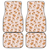 Cute Corgis Pattern Pink Background Front And Back Car Mats