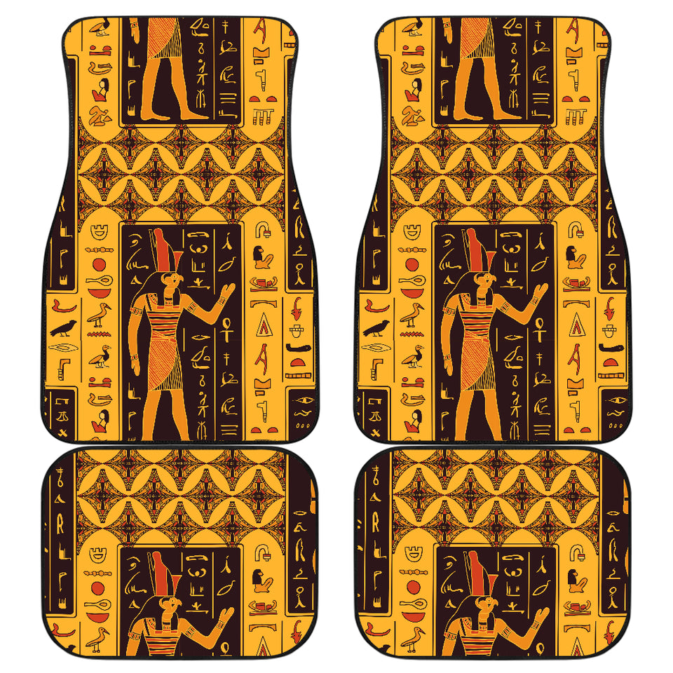 Egypt Hieroglyphics Pattern Print Design 05 Front and Back Car Mats