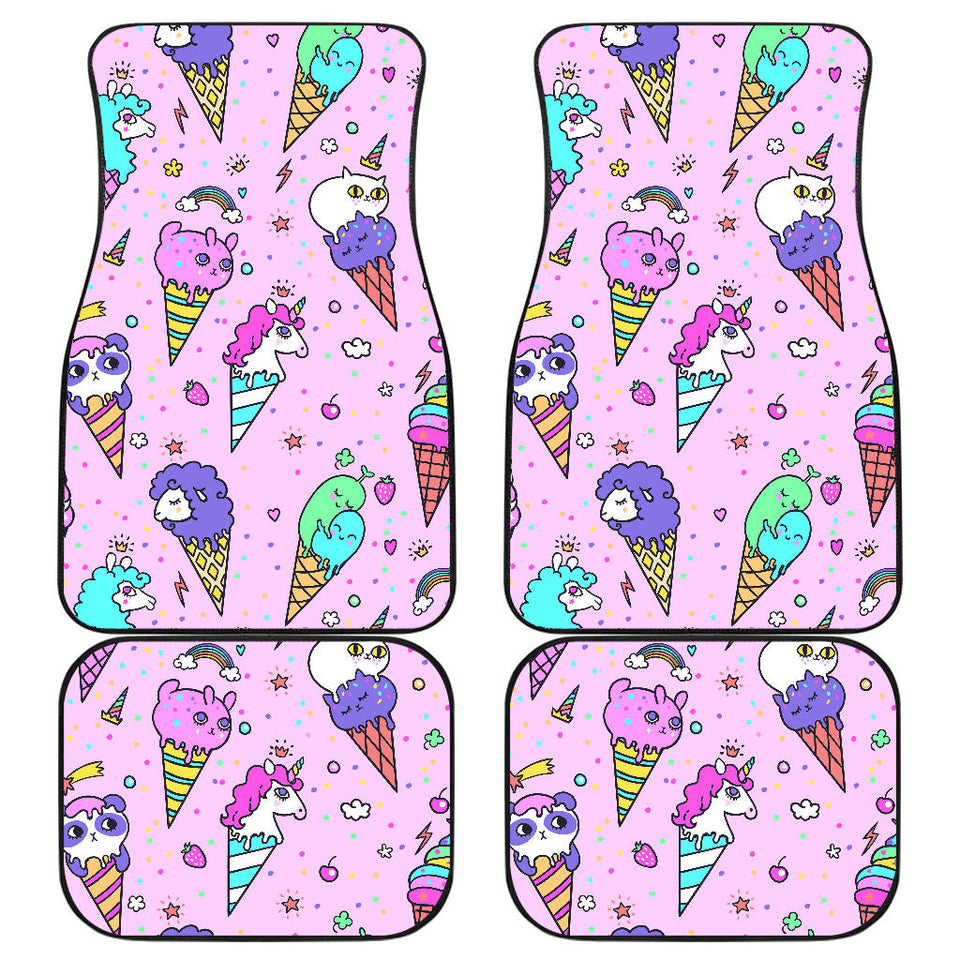 Cute Ice Cream Cone Animal Pattern Front And Back Car Mats