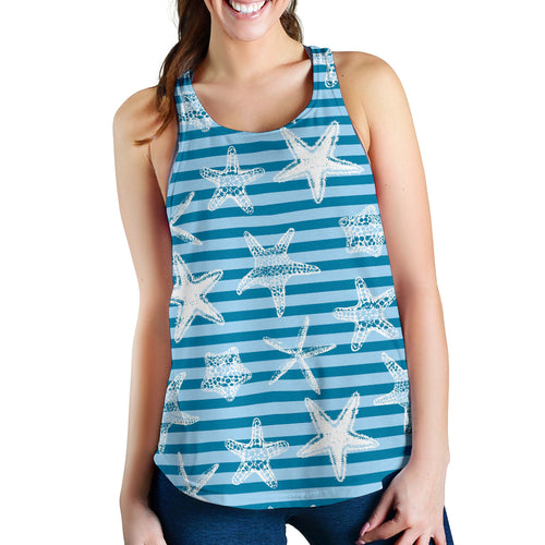 Starfish blue blackground Women Racerback Tank Top