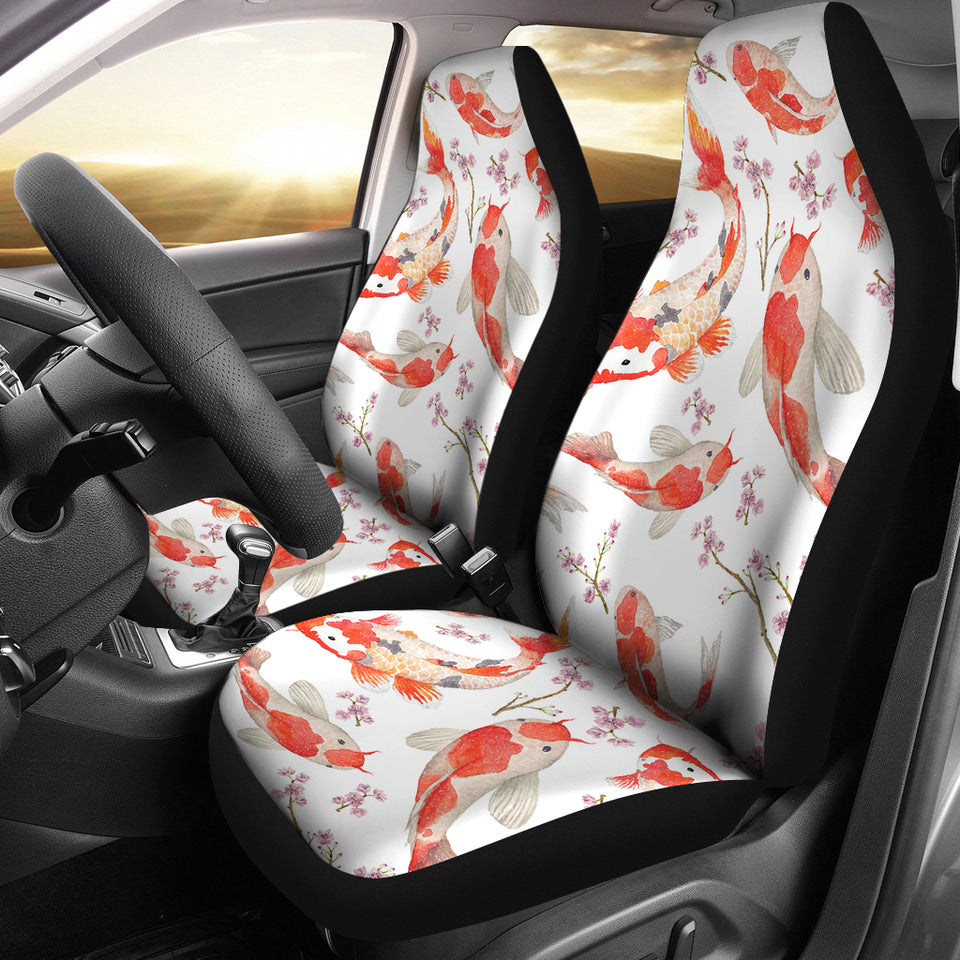 Watercolor Koi Fish Carp Fish Pattern Universal Fit Car Seat Covers