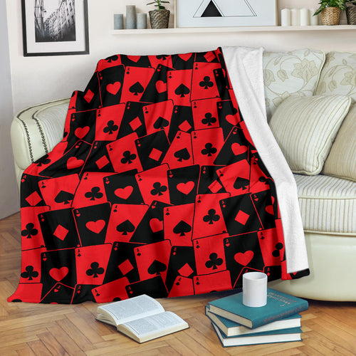 Casino Cards Suits Pattern Print Design 02 Premium Blanket