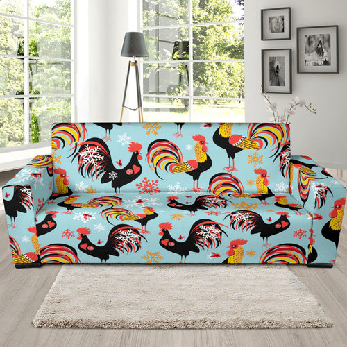 Rooster Chicken Cock Snowfalke Sofa Slipcover
