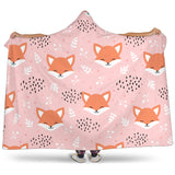 Cute Fox Pattern Pink Background Hooded Blanket