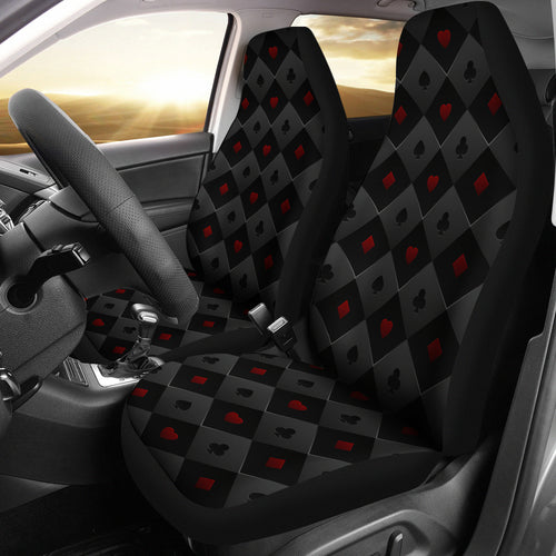 Casino Cards Suits Pattern Print Design 05 Universal Fit Car Seat Covers