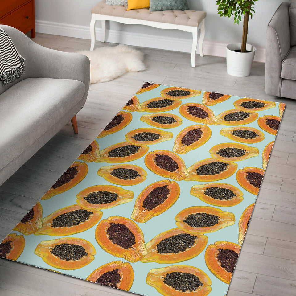 Watercolor Papaya Pattern Area Rug