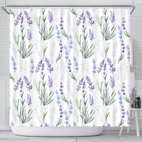 Hand Painting Watercolor Lavender Shower Curtain Fulfilled In US