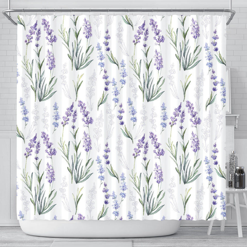 Hand Painting Watercolor Lavender Shower Curtain Fulfilled In US