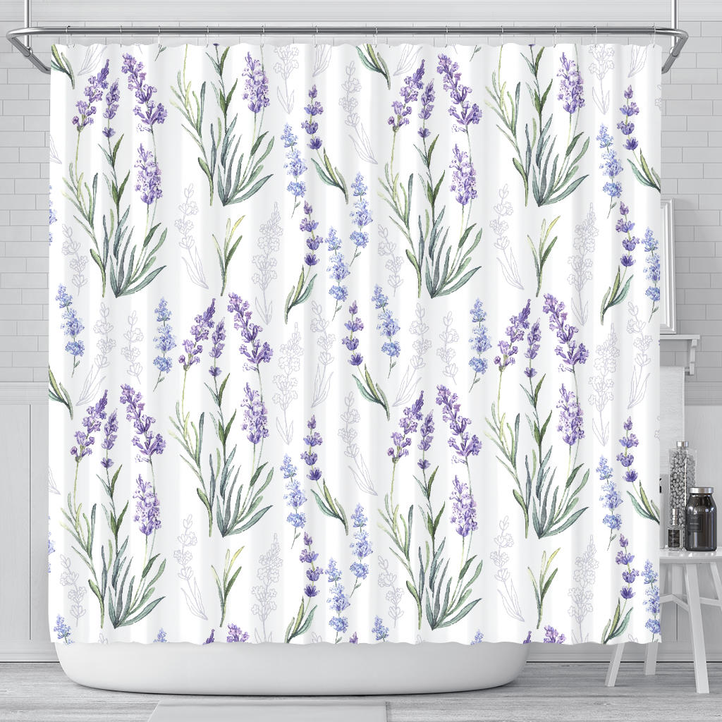 Hand Painting Watercolor Lavender Shower Curtain Fulfilled In US