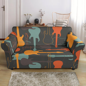 Electric Guitars Pattern Loveseat Couch Slipcover