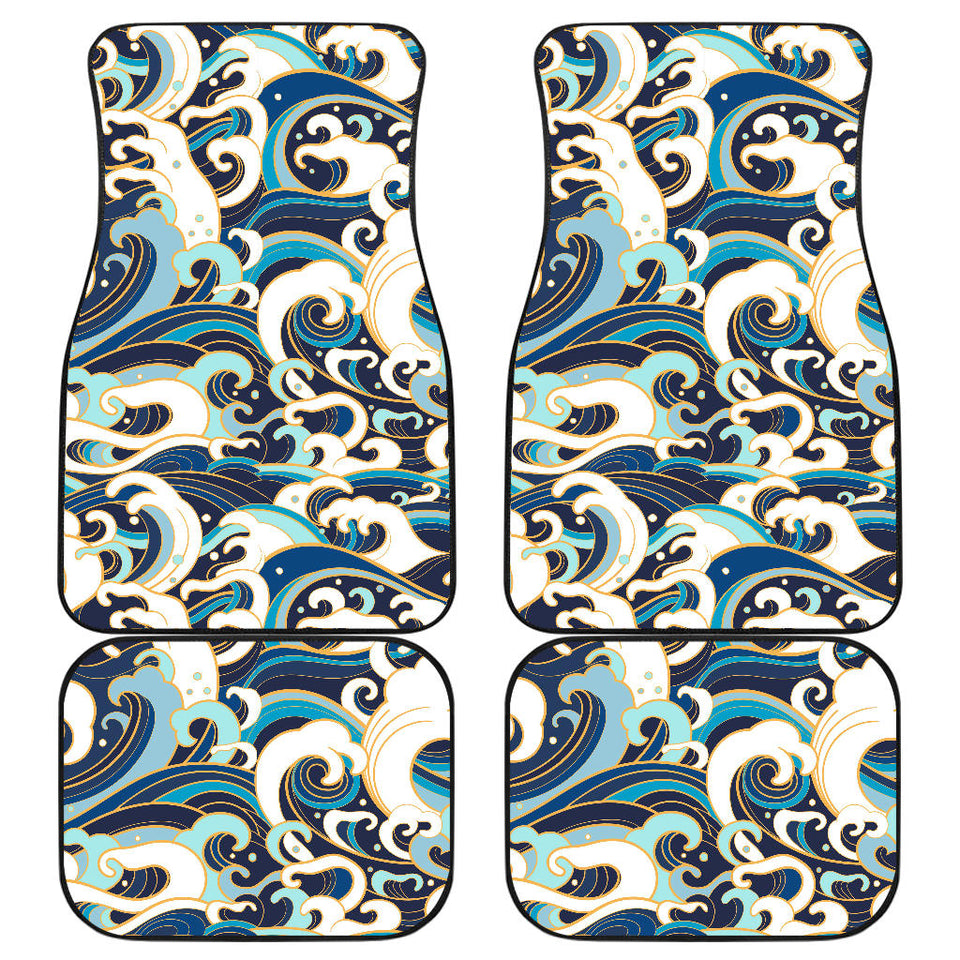 Japanese Wave Pattern Front And Back Car Mats