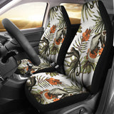Monkey Red Hibiscus Flower Palm Leaves Floral Pattern Universal Fit Car Seat Covers